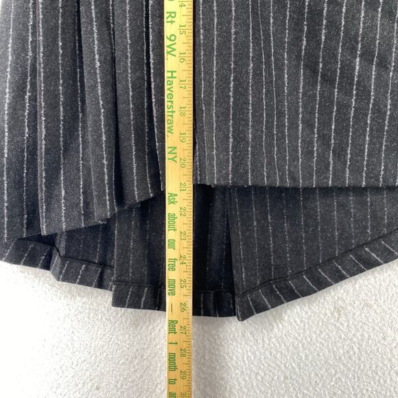 ARAYAL Skirt 42 Wool Flannel Pinstriped Wrap Mini Pleated Asymmetric Gray - Picture 9 of 10